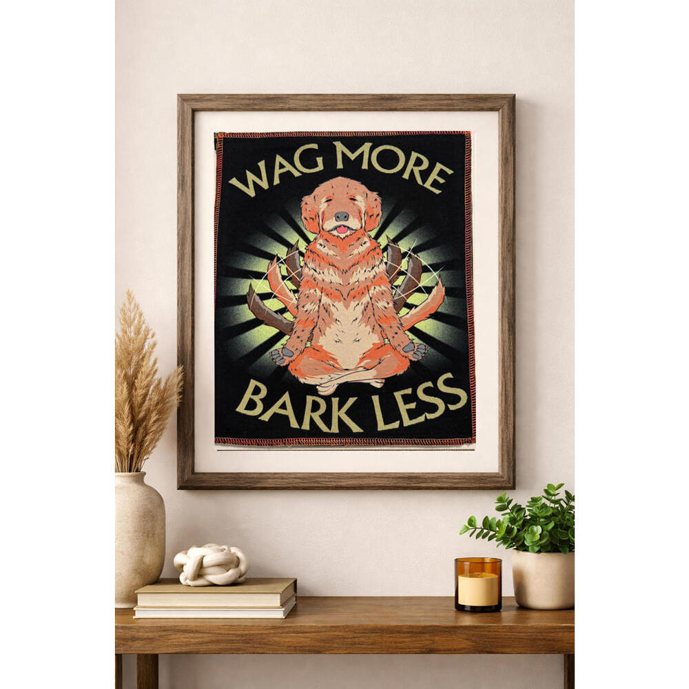 two face threads namaste dog smalls patch wall art decor custom upcycled 11x13